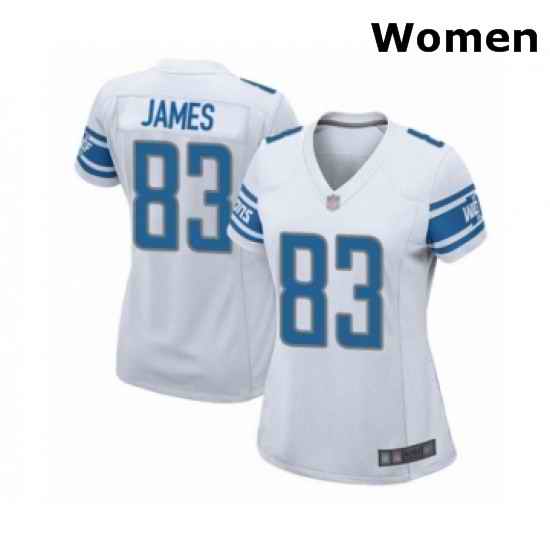 Womens Detroit Lions 83 Jesse James Game White Football Jersey